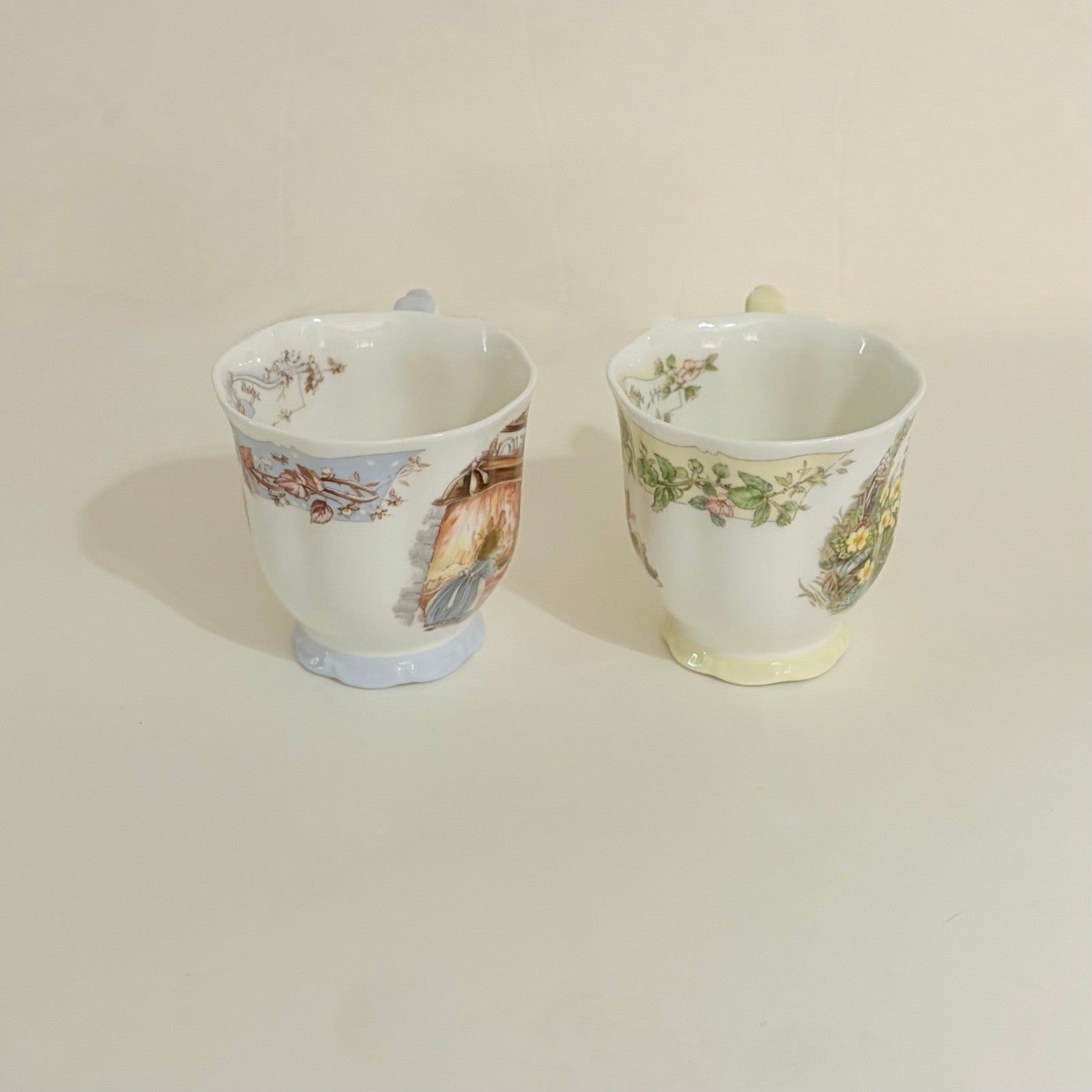 Set 2 Vintage ROYAL DOULTON Brambly Hedge Winter Spring Beaker Tea Cups 1983