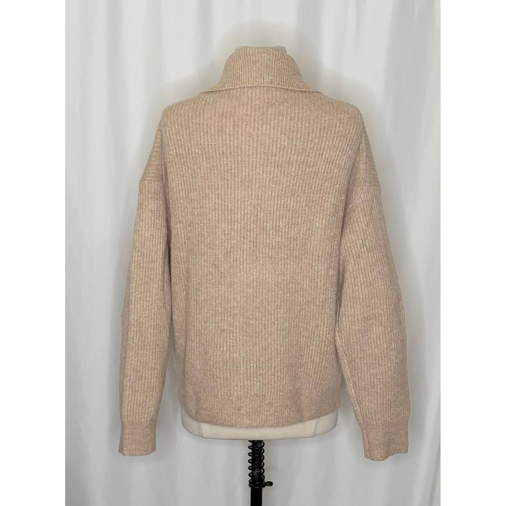 J. CREW Half Zip Stretch Sweater Merino Wool Alpaca Heathered Stone Knit Medium