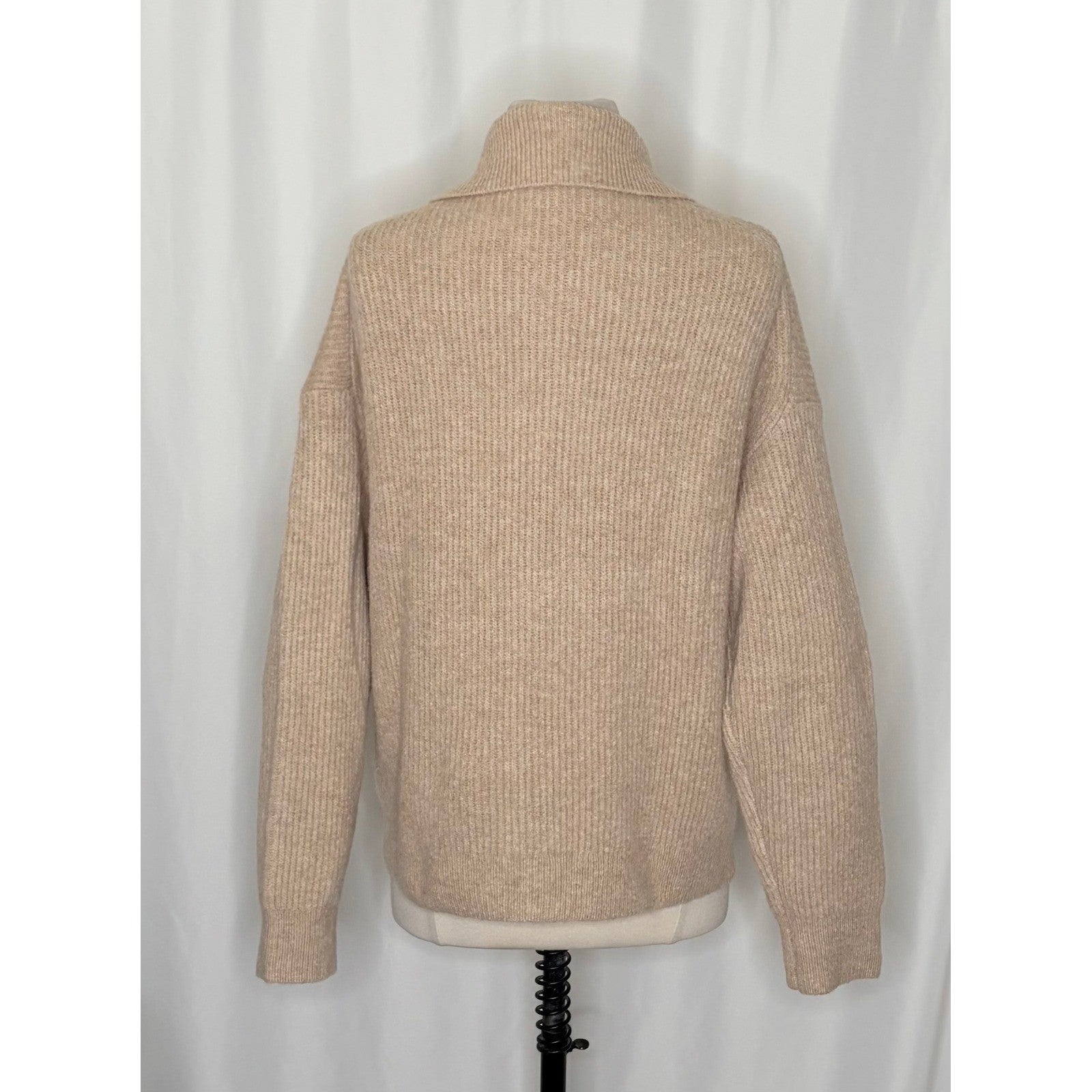 J. CREW Half Zip Stretch Sweater Merino Wool Alpaca Heathered Stone Knit Medium