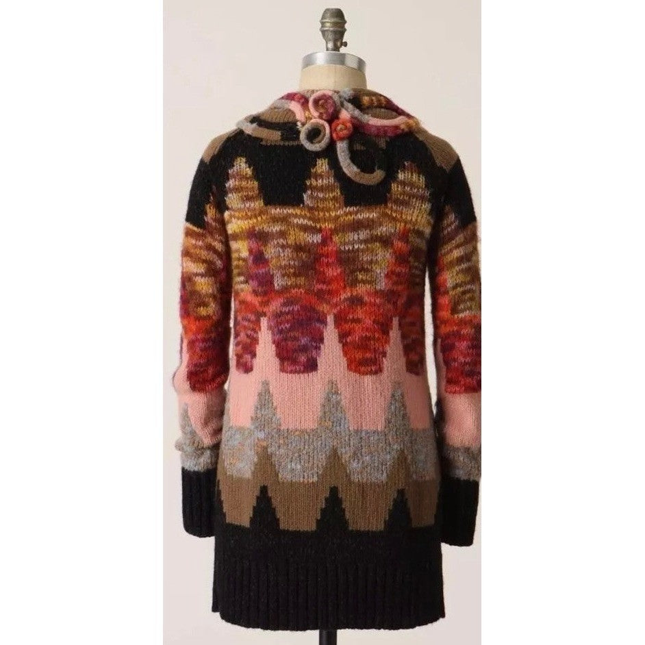 Anthropologie SLEEPING ON SNOW Loops & Angles Cardigan Sweater Wool Small
