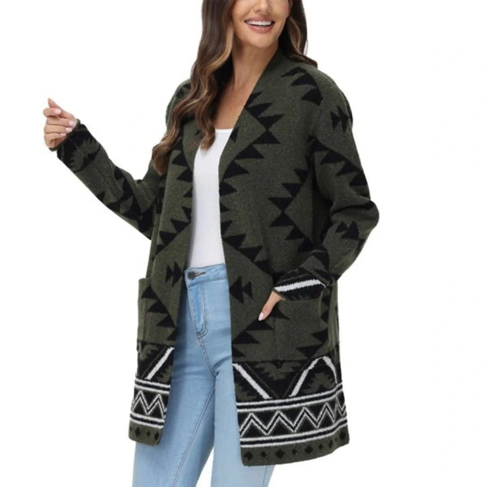 NWT!! FRYE Patterned Cozy Cardigan Sweater Burnt Olive Combo Green X-Large