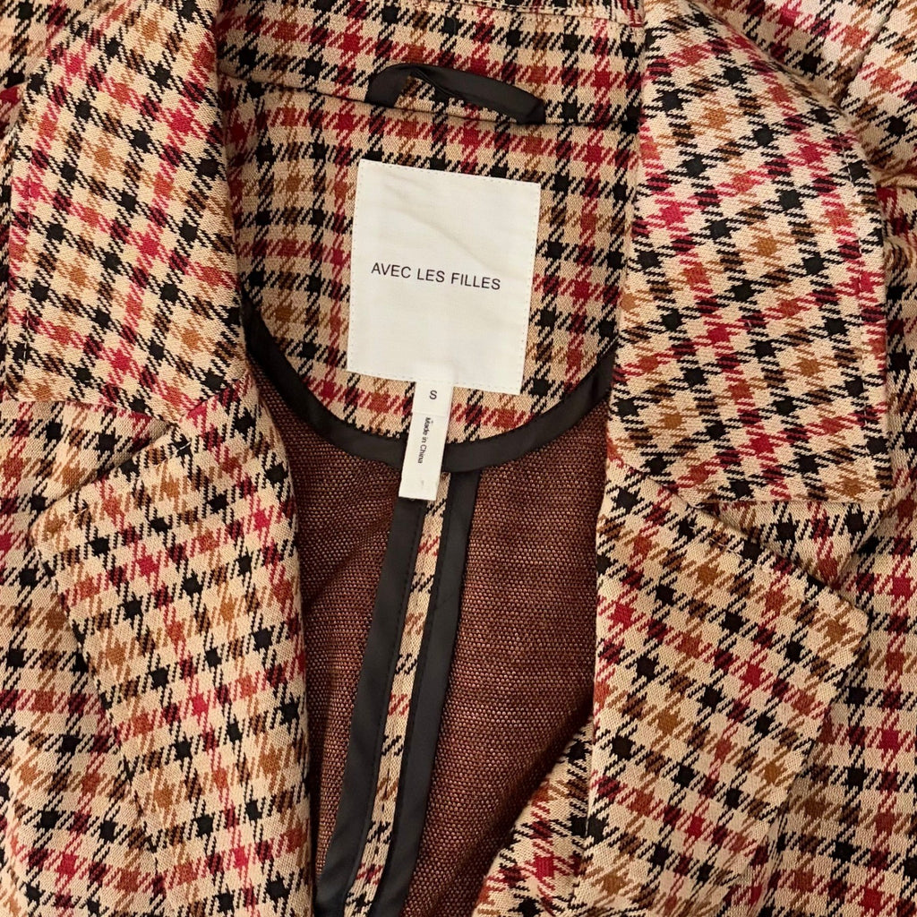 Anthropologie AVEC LES FILLES Longline Plaid Blazer Jacket Preppy Academia Small