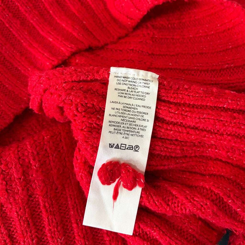 Anthropologie MAEVE Solid Red Shaker Knit Sweater Mockneck Pullover Fleck Medium