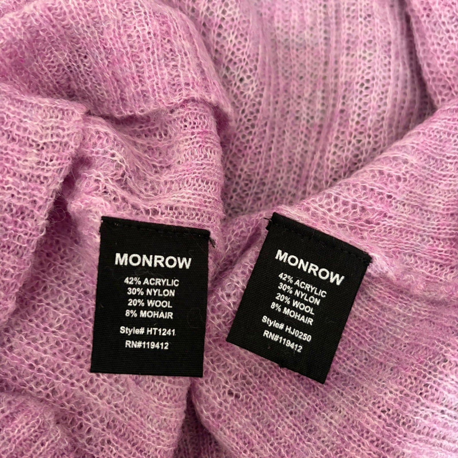 Revolve MONROW Two Piece Twinset Cardigan Tank Sweater Wool Mohair Purple XS