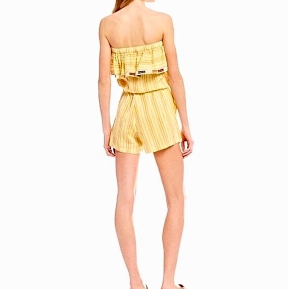 NWT!! KOPAL Rinku Romper Embroidered Ruffle Off Shoulder Vacation Boho Small