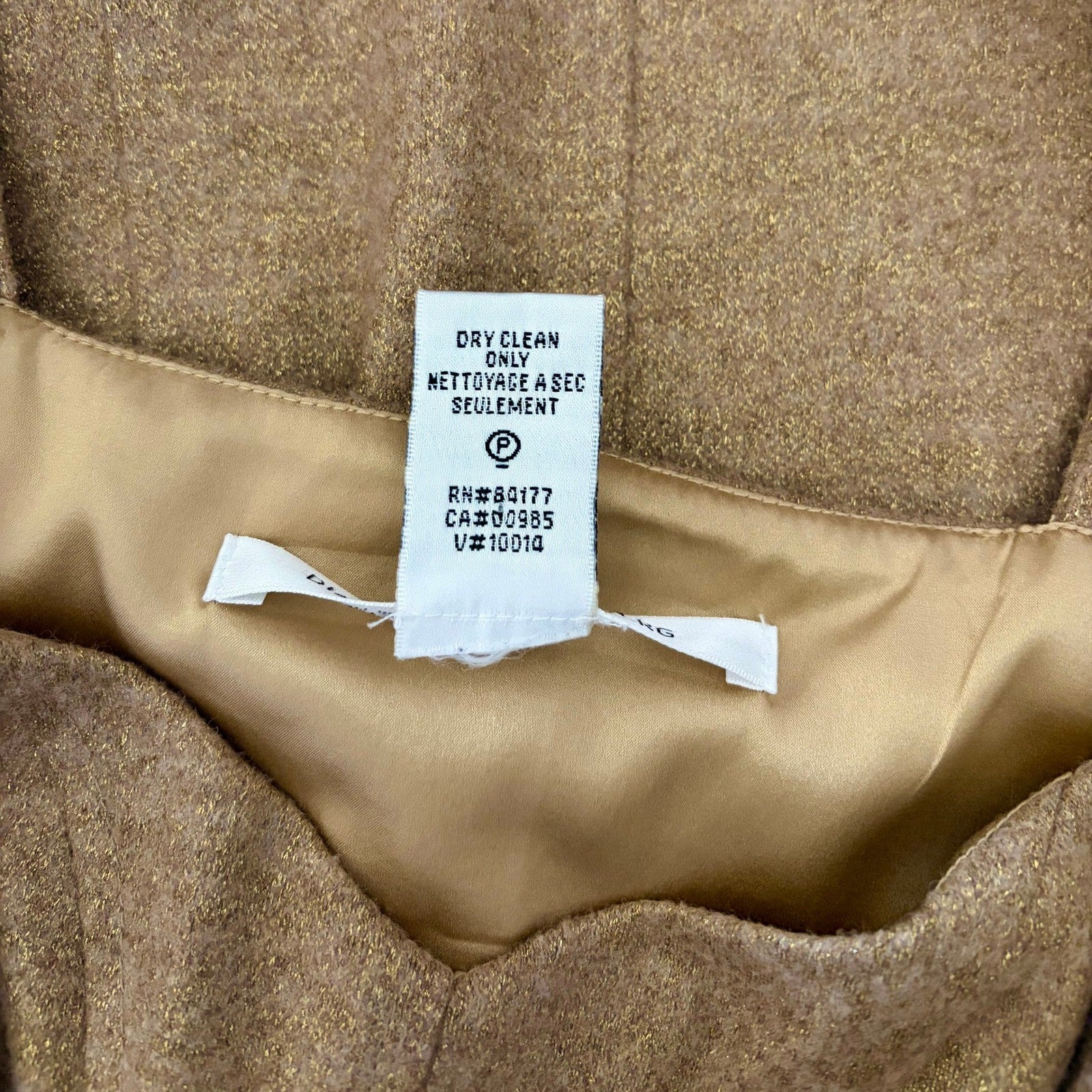 DVF DIANE VON FURSTENBERG Jiwon Gold Metallic Dress Sheath Glam Party Size 8