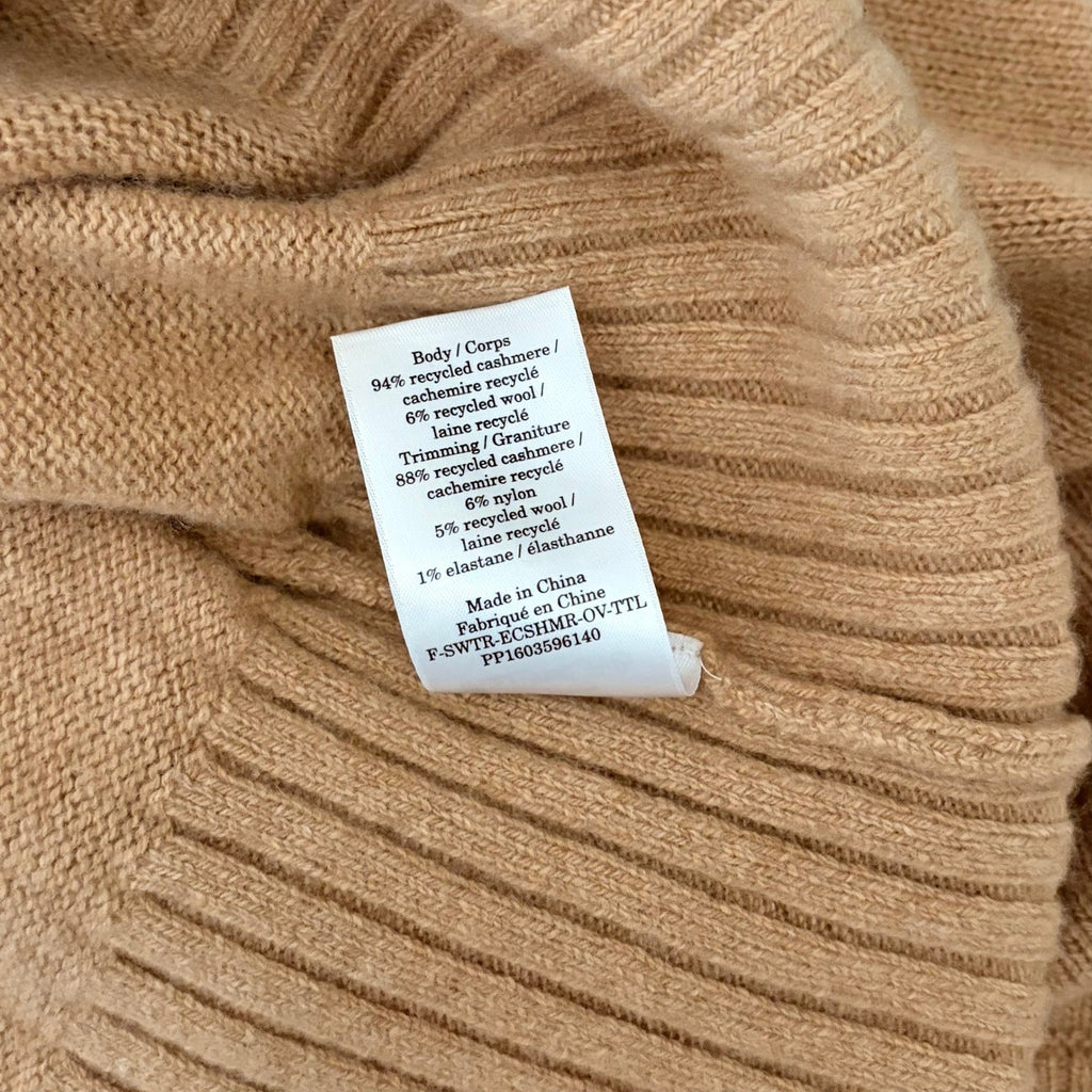 EVERLANE The ReCashmere Oversized Turtleneck Sweater Mock Neck Solid Tan Large