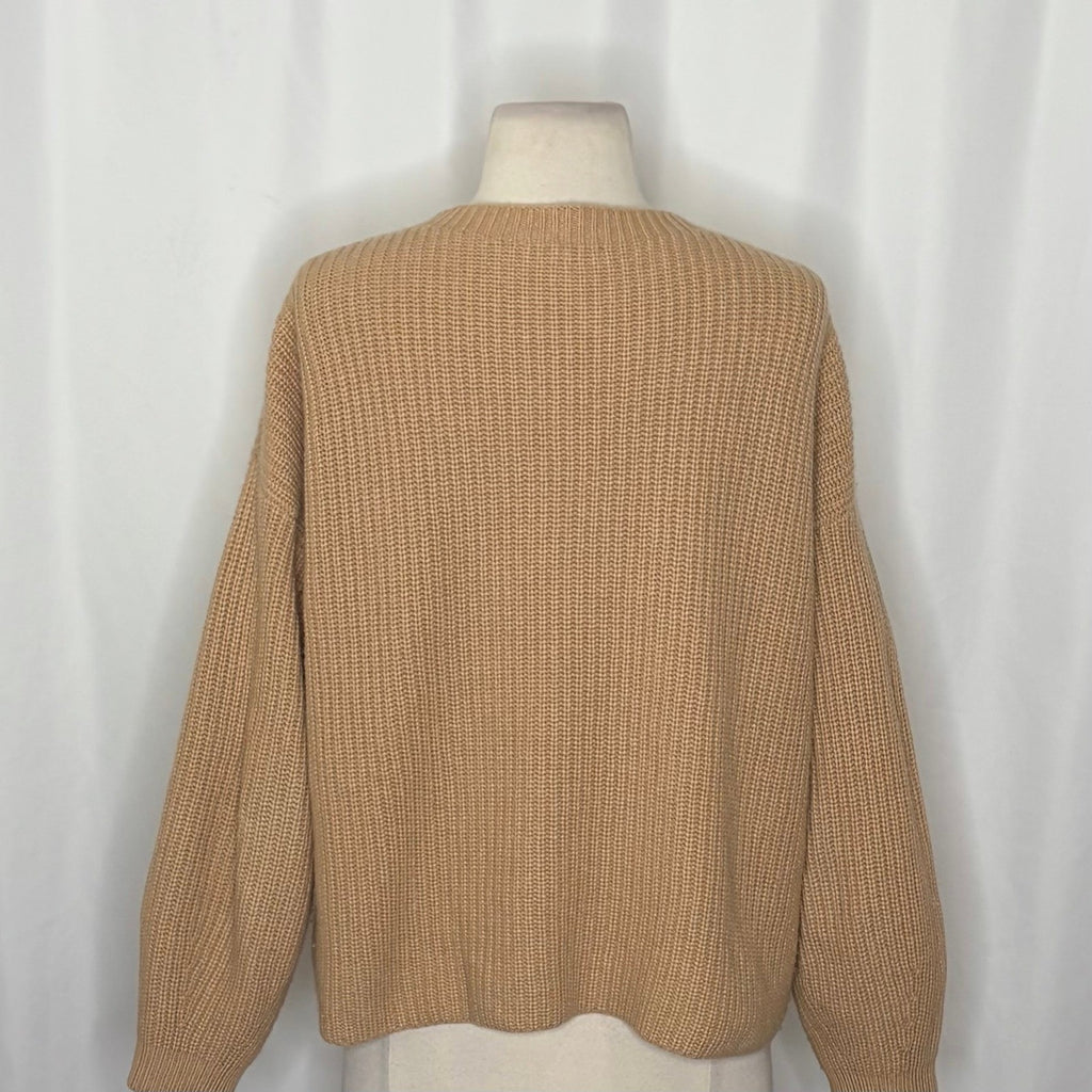 EILEEN FISHER Cashmere Round Neck Pullover Ribbed Shaker Knit Sweater Small