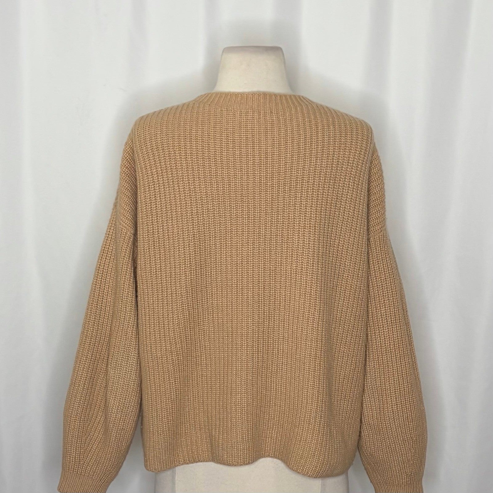 EILEEN FISHER Cashmere Round Neck Pullover Ribbed Shaker Knit Sweater Small
