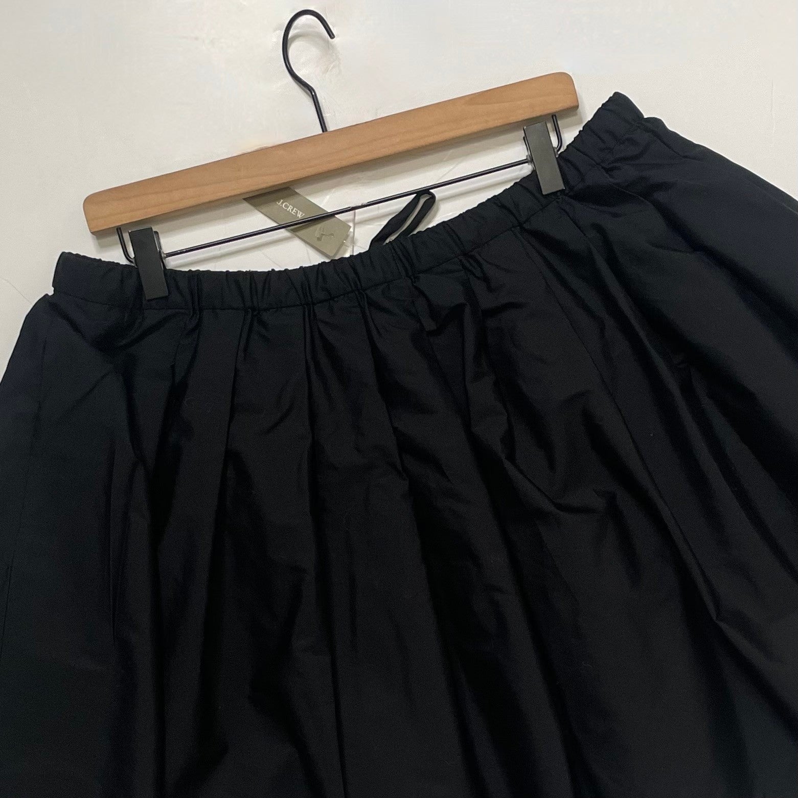 NWT!! J. CREW Pleated Tie Waist Mini Skirt Solid Black Poplin Pleated XL Tall