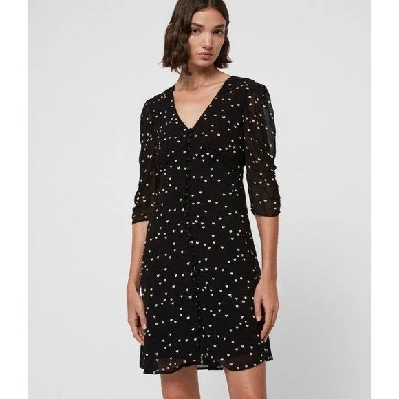 ALLSAINTS Malie Broken Heart Dress Embroidered Black Ivory All Saints Small