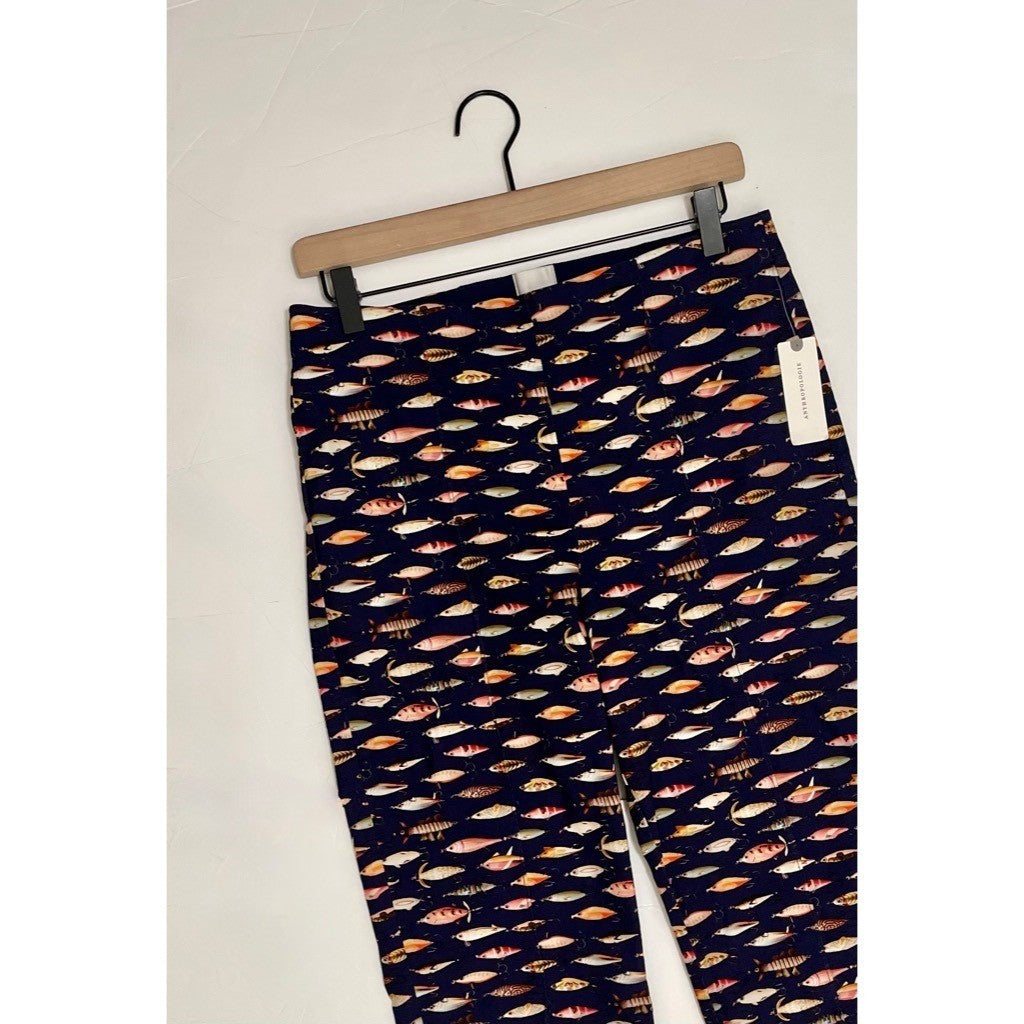 NWT!! Anthropologie MAEVE Fishing Lures Capri Pants Elastic Waist Cropped Medium