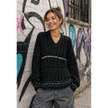 DRIES VAN NOTEN Green Striped Pullover Knit Sweater V Neck Medium