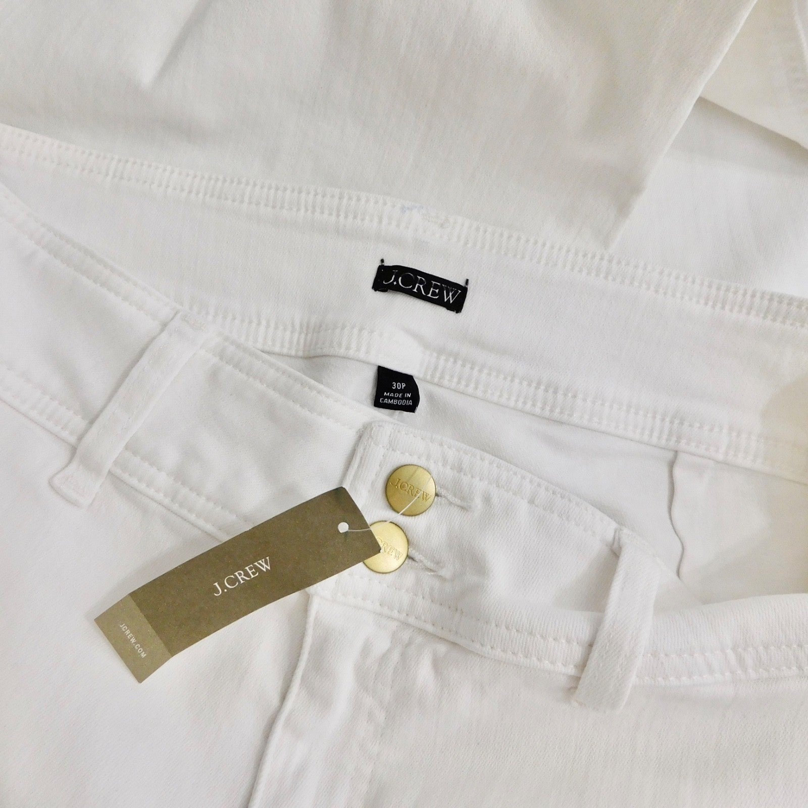 NWT!! J. CREW Slim Wide Jeans Stacked Buttons Solid White Size 30 Petite 30P