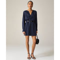 NWT!! J. CREW Cabana Mini Dress Linen Navy Blue Belted Solid Vacation Medium