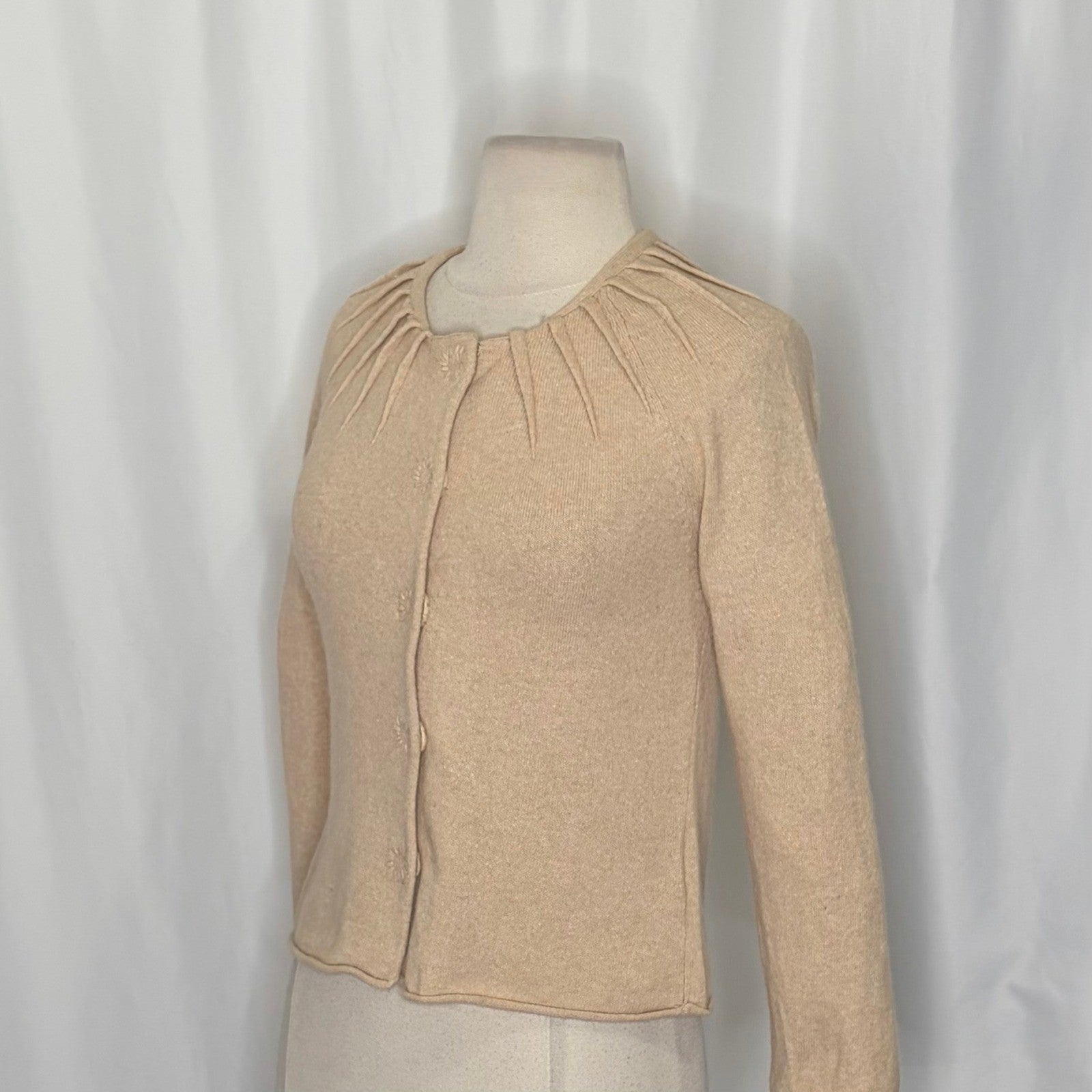 Anthropologie CHARLIE & ROBIN Cashmere Wool Cropped Cardigan Sweater Small