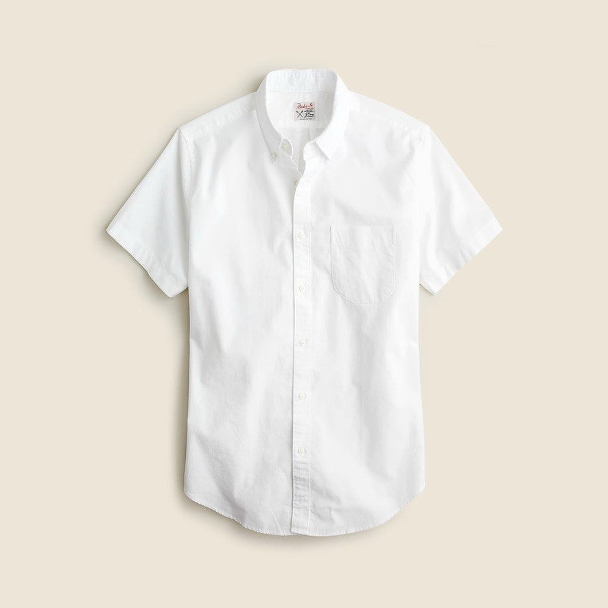 NWT!! Men's J. CREW Short Sleeve Broken-In Organic Cotton Oxford Shirt White S