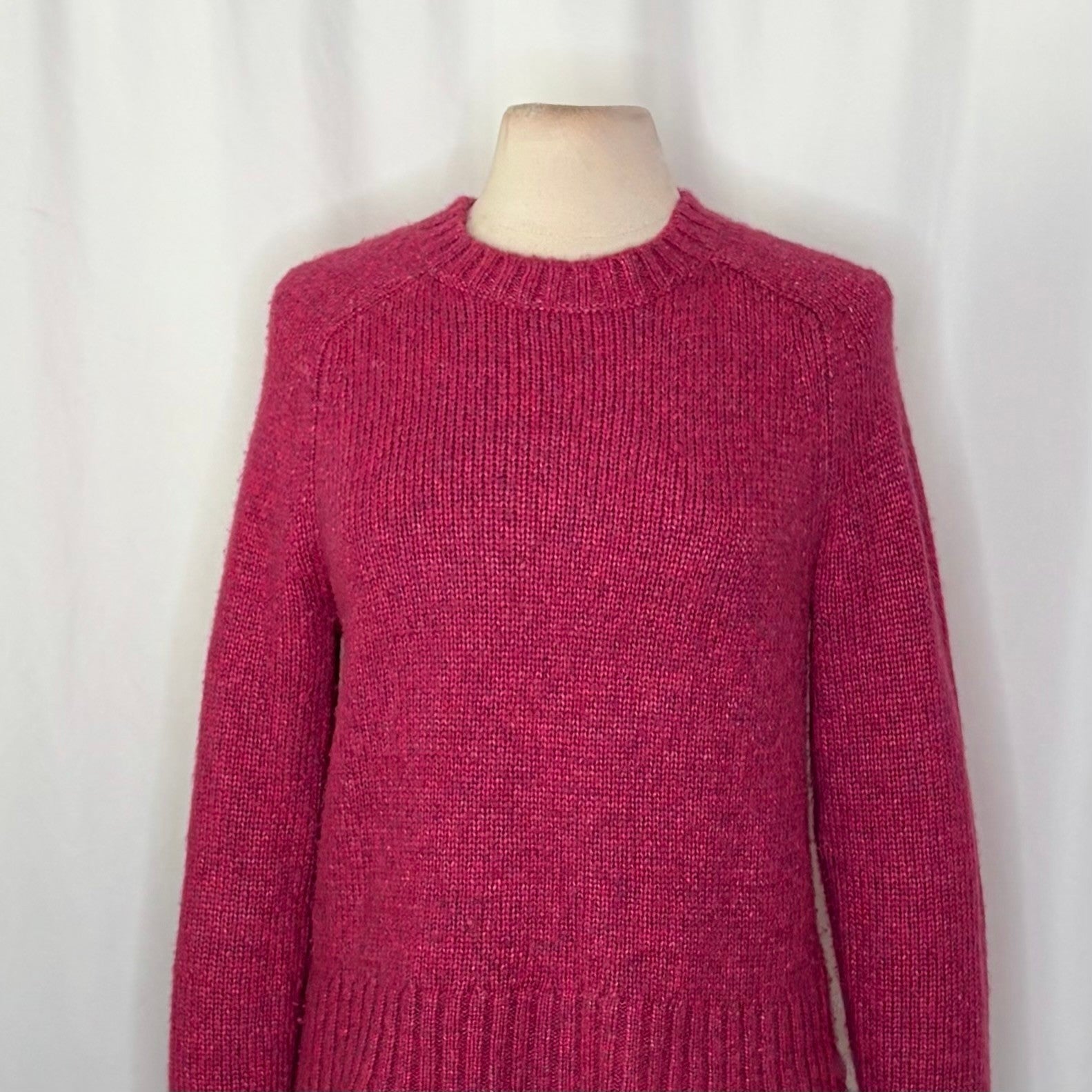 J. CREW Alpaca Blend Crewneck Sweater Pink Merino Wool Heathered Fuchsia Medium