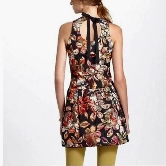 Anthropologie LEIFSDOTTIR Adelita Floral Brocade Metallic Dress Party Size 2