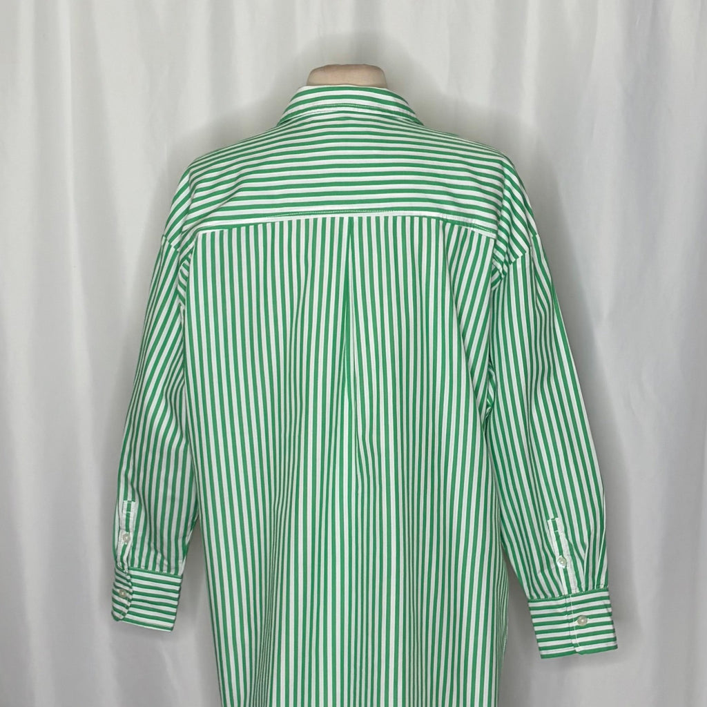 Anthropologie MAEVE The Bennet Green Stripe Buttondown Shirt Top Medium