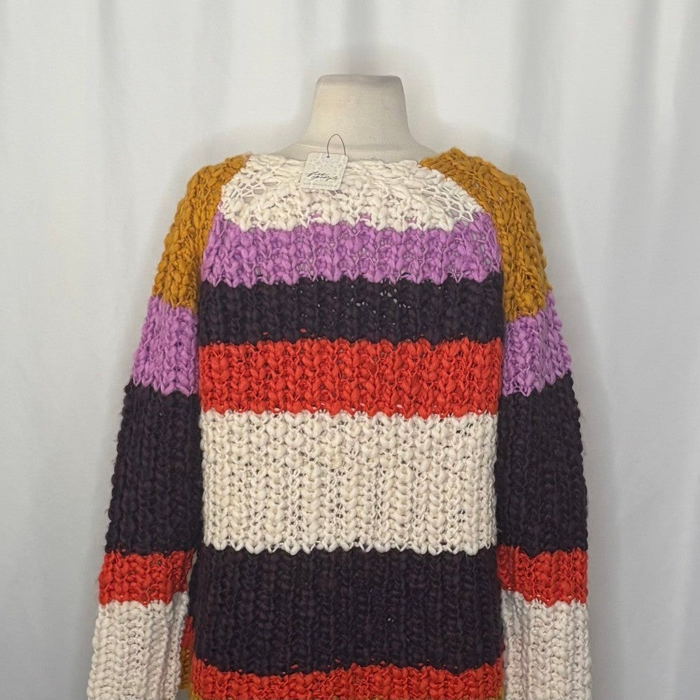 NWT!! FREE PEOPLE Myles Stripe Cardi Chunky Knit Cardigan Sweater X-Small