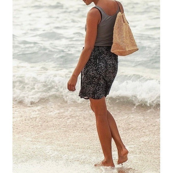 RIPSKIRT Hawaii Length 2 Wrap Skirt Rip Skirt Gray Shibori Butterfly Small