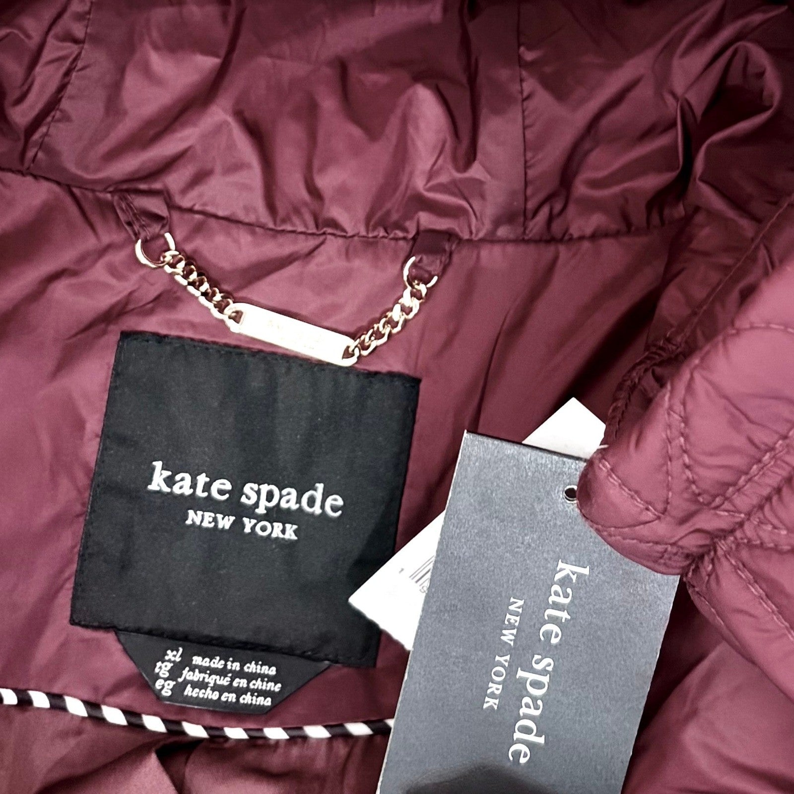NWT!! KATE SPADE New York Water Resistant Hooded Floral Quilted Jacket X-Large