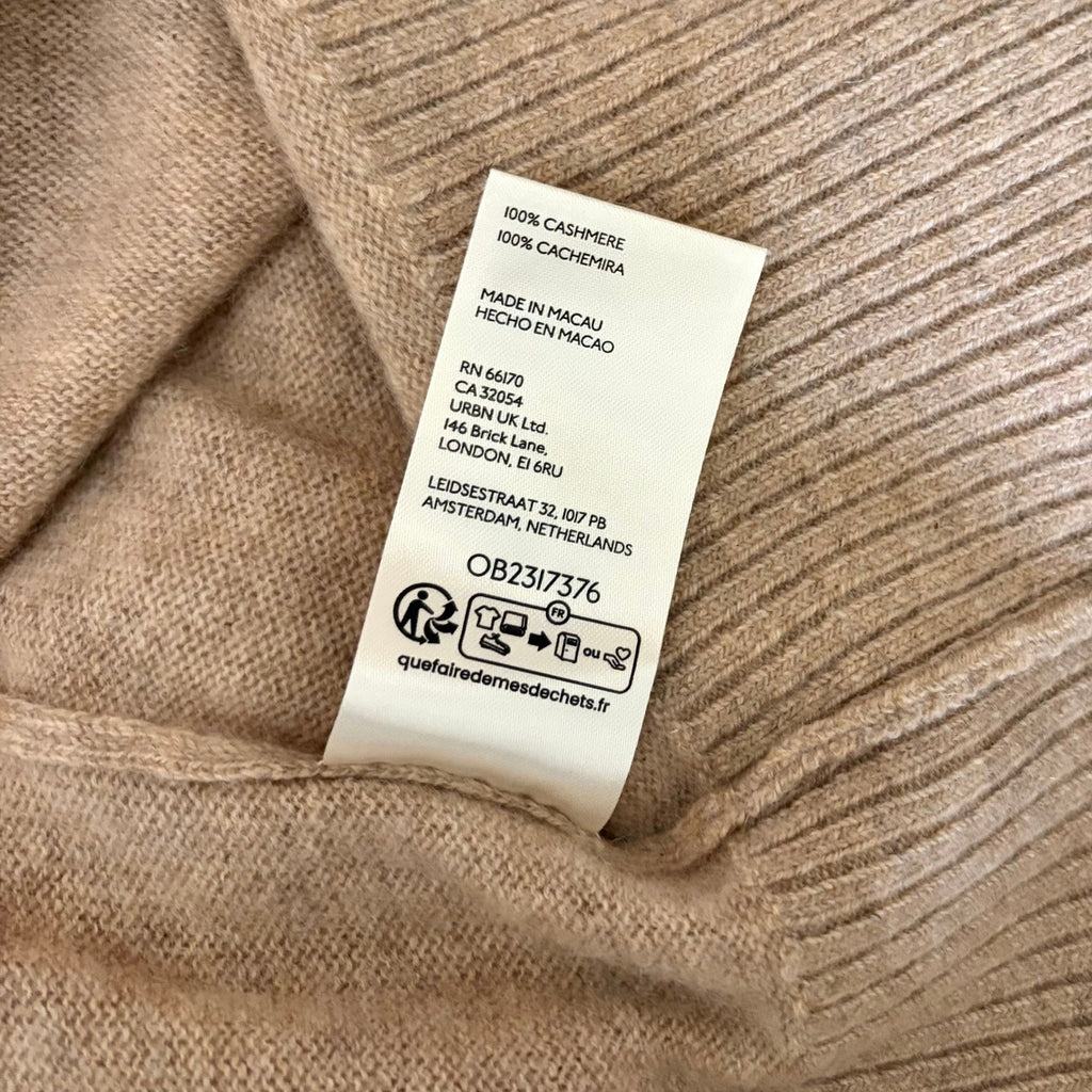 NWT!! FREE PEOPLE Eloura Cashmere Henley Sweater Solid Light Brown Tan X-Small