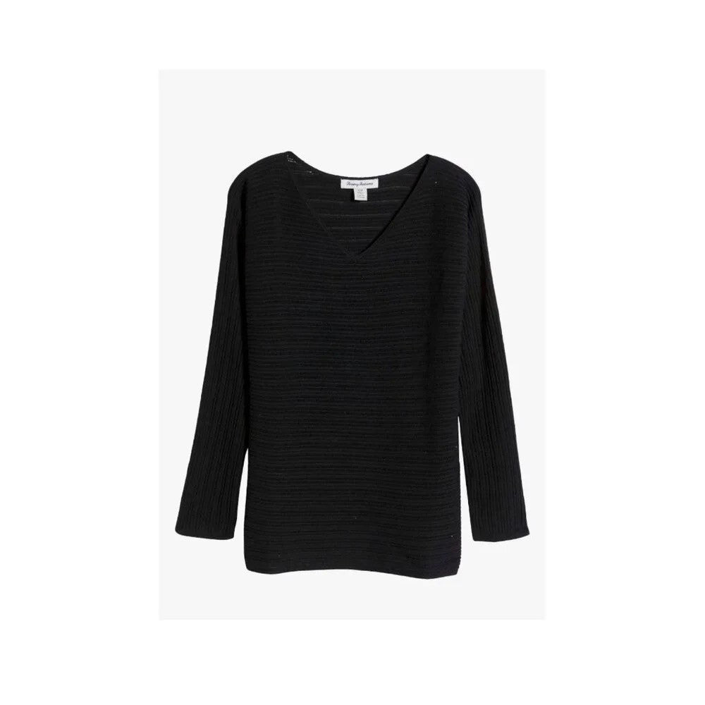 NWT!! TOMMY BAHAMA Jewel Bay Black Sequin V Neck Sweater Pullover Knit Large
