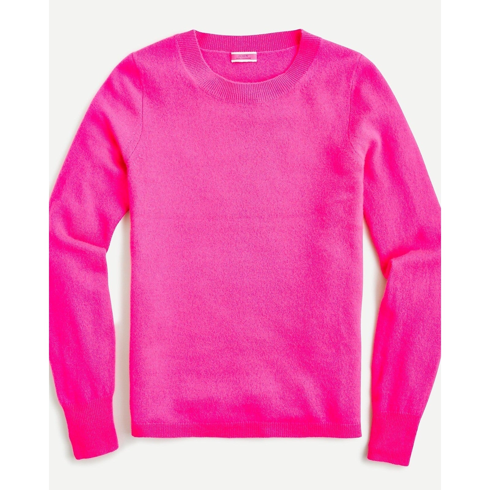 J. CREW Cashmere Slim Fit Crewneck Sweater Solid Neon Fuchsia Pink Knit Small