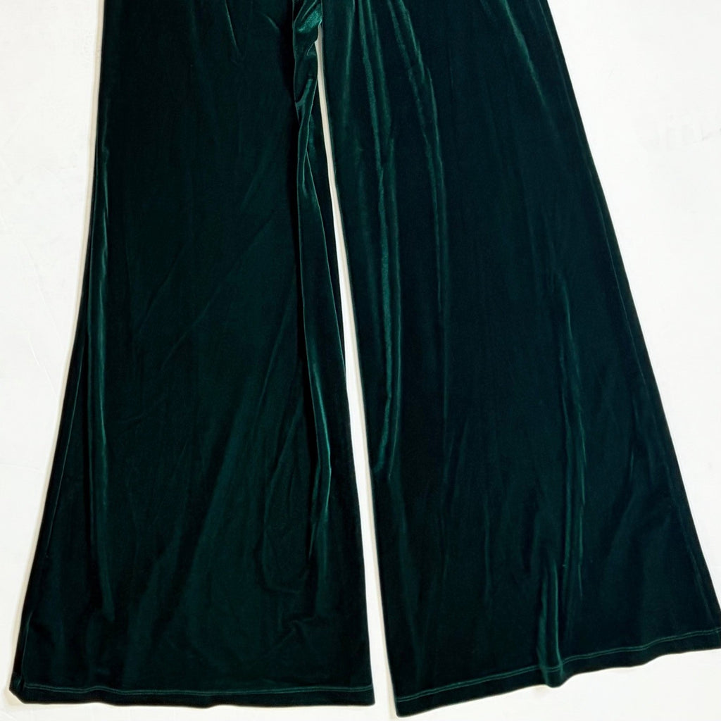 NWT!! Anthropologie COREY LYNN CALTER Green Velvet Wide Leg Jumpsuit X-Small