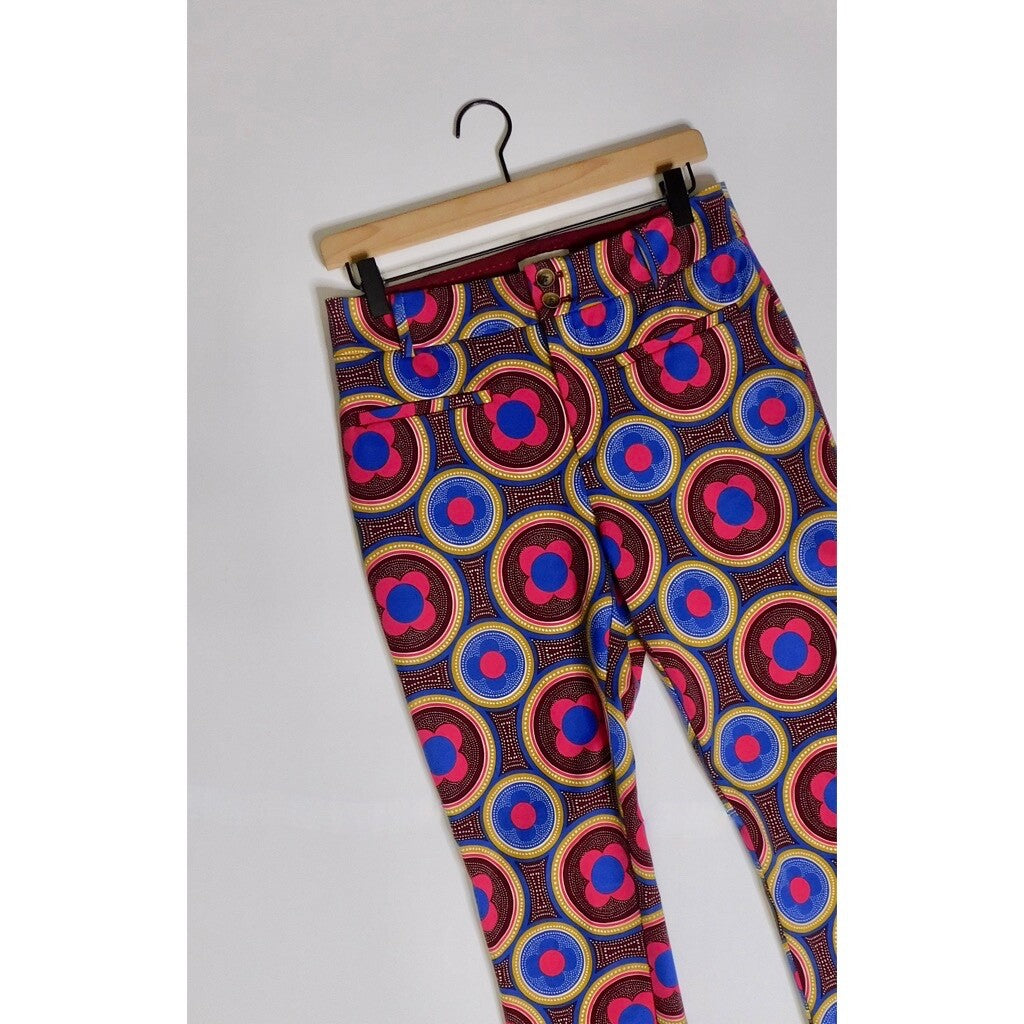ANTHROPOLOGIE The Slim Trousers Pants Retro Floral Cropped Bright Size 4