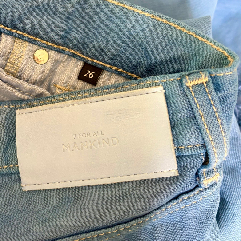 NWT!! 7 FOR ALL MANKIND Balloon Distressed Denim Jeans Tapered Blue Size 26