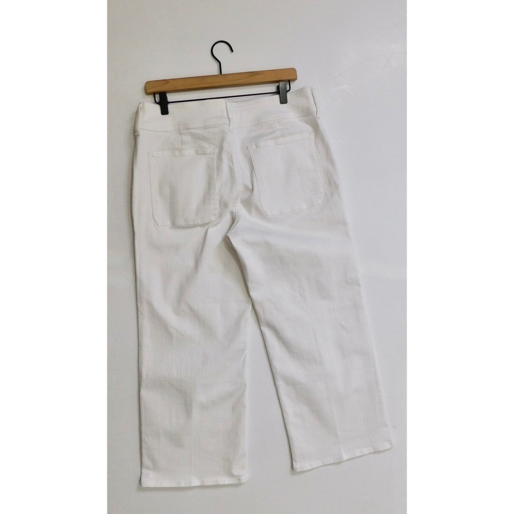 NWT!! J. CREW Slim Wide Jeans Stacked Buttons Solid White Size 30 Petite 30P