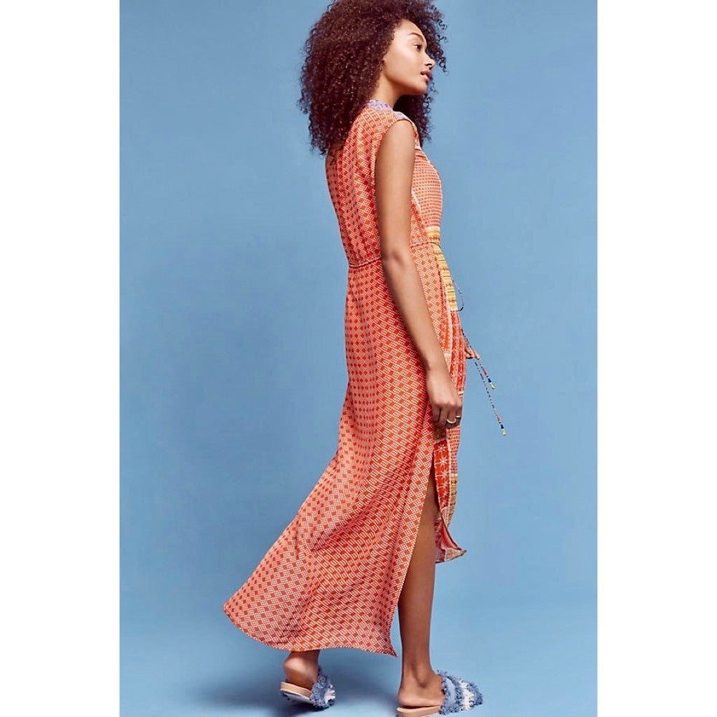 Anthropologie TANVI KEDIA Embroidered Beaded Sol Dress Maxi Bohemian Boho Small