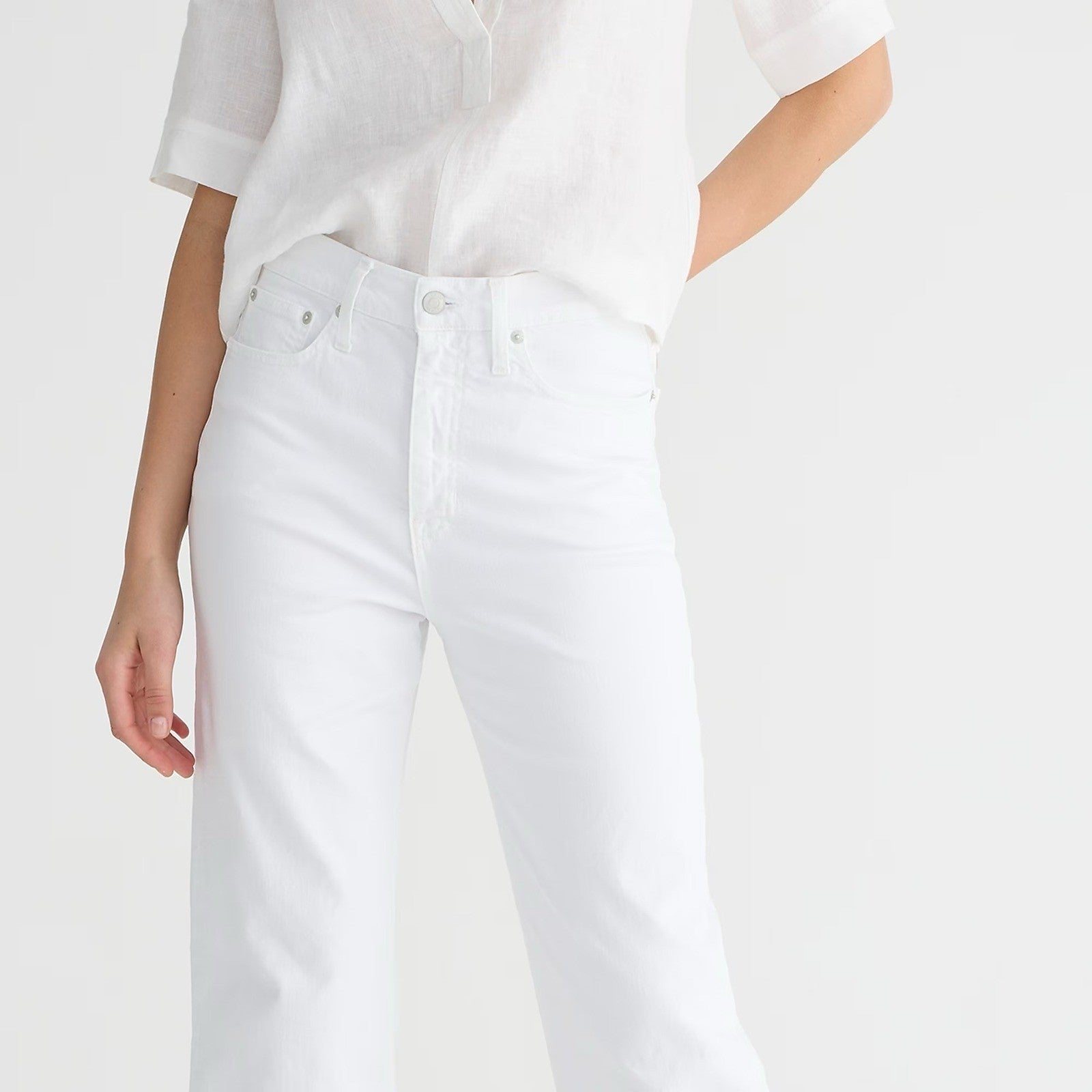 NWT!! J. CREW Slim Wide-Leg Jeans White Wash Classic 5 Pocket Denim Size 37