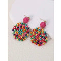 NEW Colorful Wooden Beaded Drop Dangle Earrings Balls Vacation Resortwear Travel