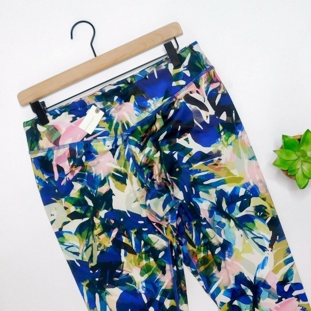 NWT! Anthropologie PURE + GOOD Crop Floral Legging Palm Tropical X-Large