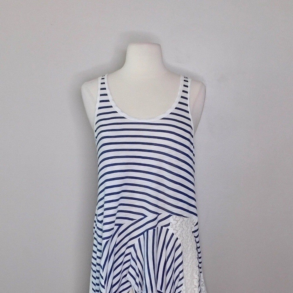 Anthropologie RIC RAC Eliza Racer Back Lace Stripe Tank Top Knit Small