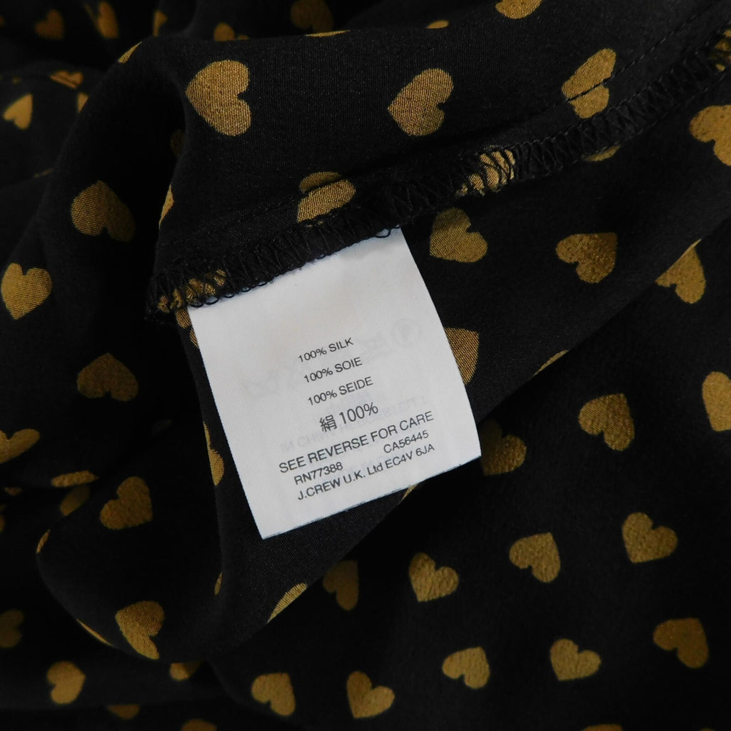 MADEWELL Silk Black Gold Heart Flip Button Back Tiered Top Blouse X-Small