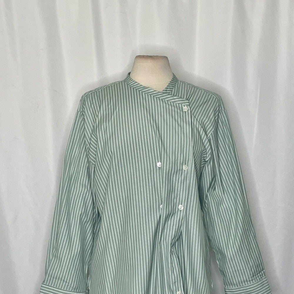 ROUCHA Green White Twist Stripe Shirt Double Breasted Academia BB Medium Short
