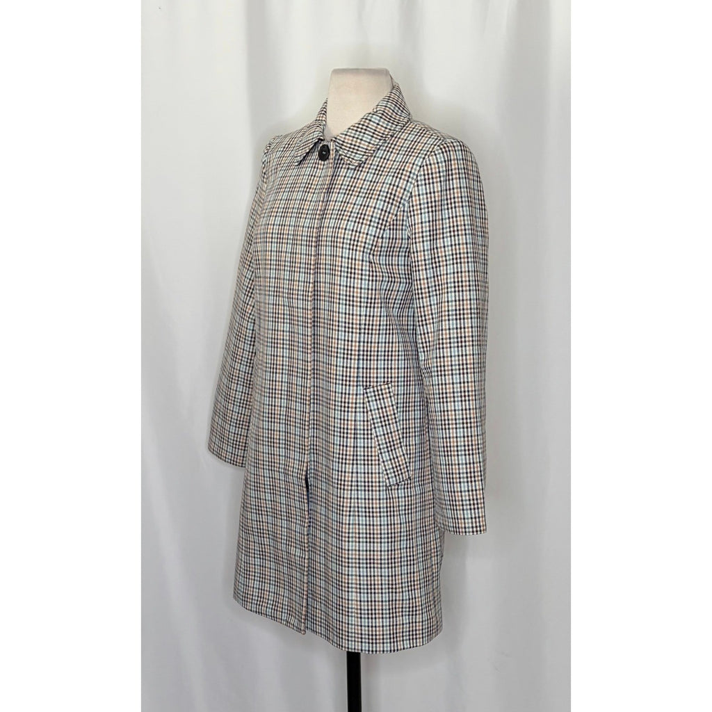 NWT!! TALBOTS Checkered Mac Plaid Coat Jacket Checked Preppy Classic Size 2