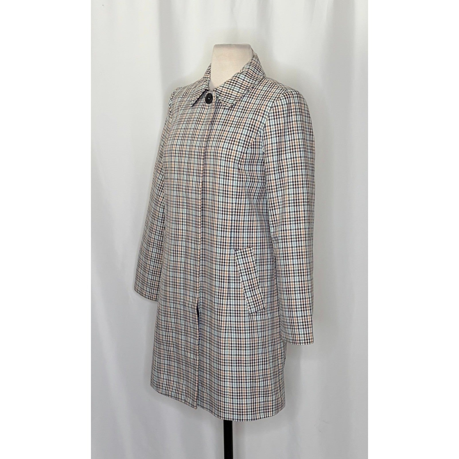 NWT!! TALBOTS Checkered Mac Plaid Coat Jacket Checked Preppy Classic Size 2