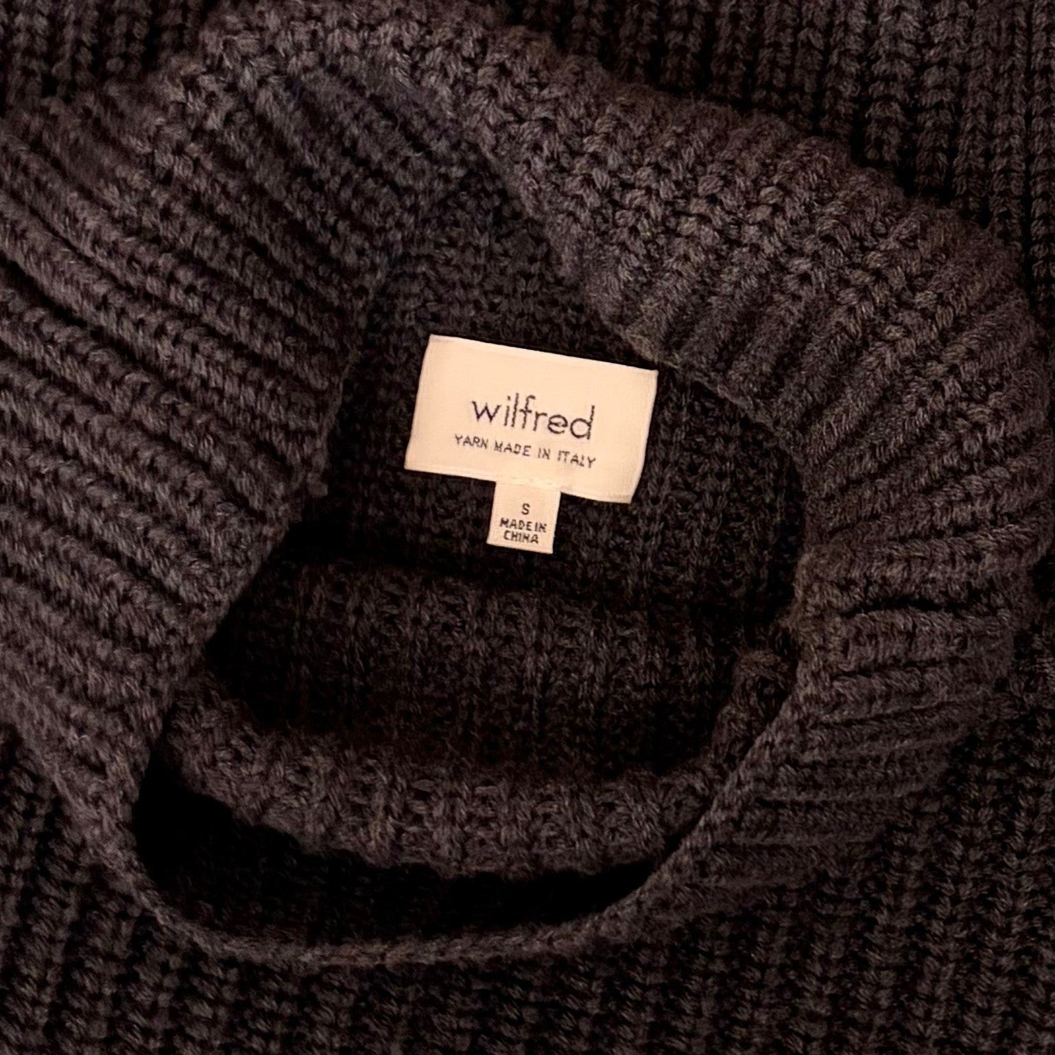 NEW!! Aritzia WILFRED Wool Shaker Knit Mock Neck Turtleneck Sweater Gray Small