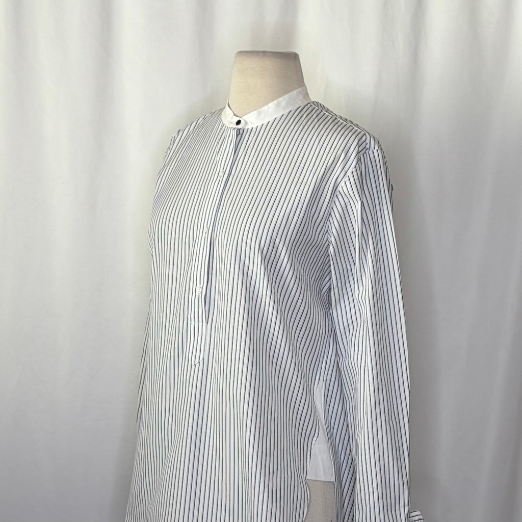 RAG & BONE Dylan Silk Tie Sleeve Striped Blouse Blue White Popover Poplin Small
