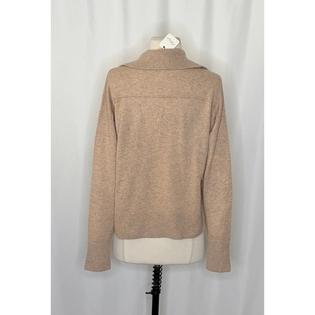 NWT!! FREE PEOPLE Eloura Cashmere Henley Sweater Solid Light Brown Tan X-Small