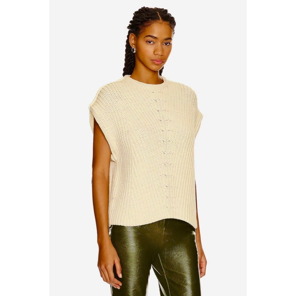RAG & BONE Shane Sweater Vest Ivory Light Dove Sleeveless Cream Knit Small