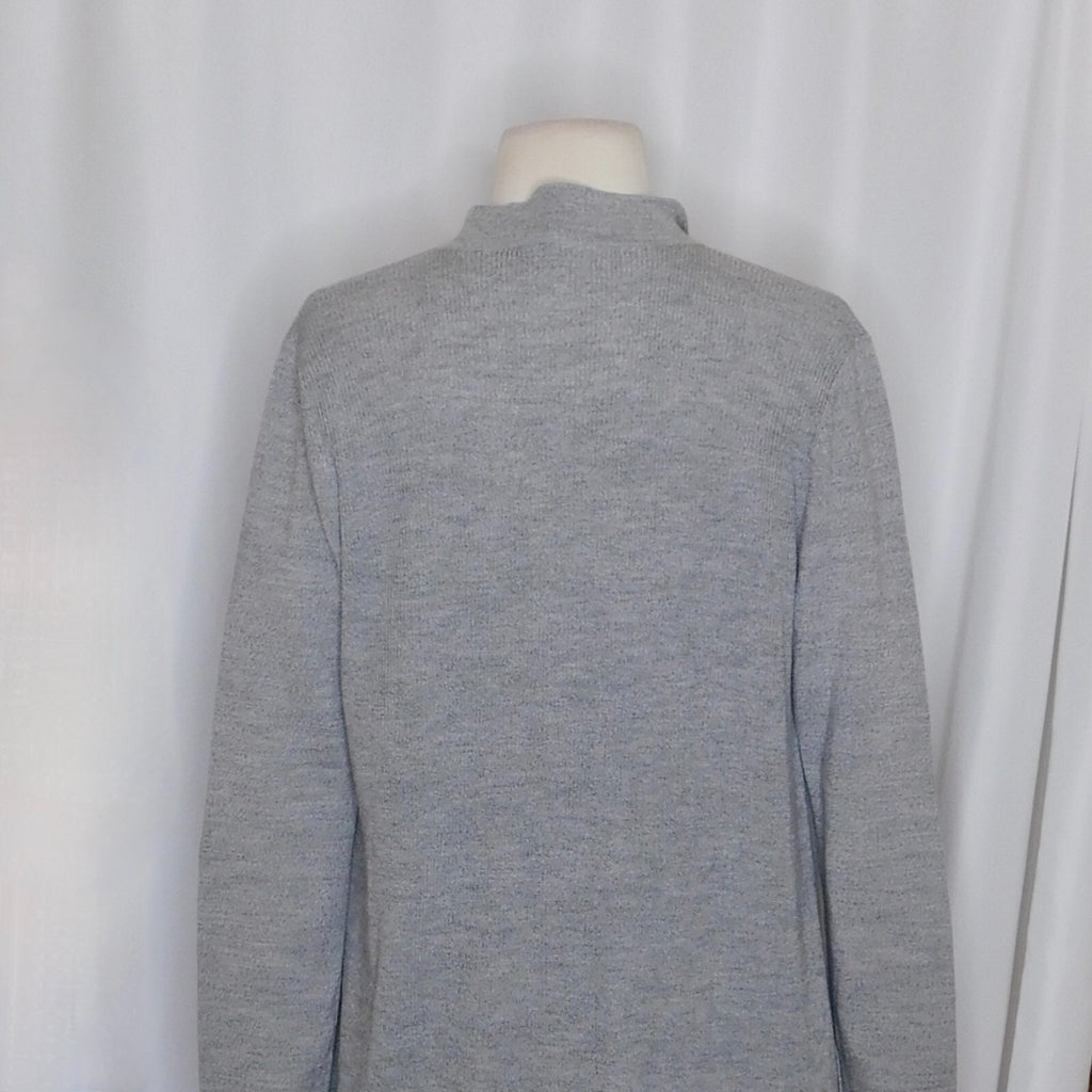 THEORY Winxie Gray Ribbed Knit Draped Cardigan Sweater Merino Wool Small