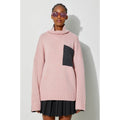 JW ANDERSON Patch Pocket Sweater Pink Grey Pullover Knit Mock Turtleneck Large
