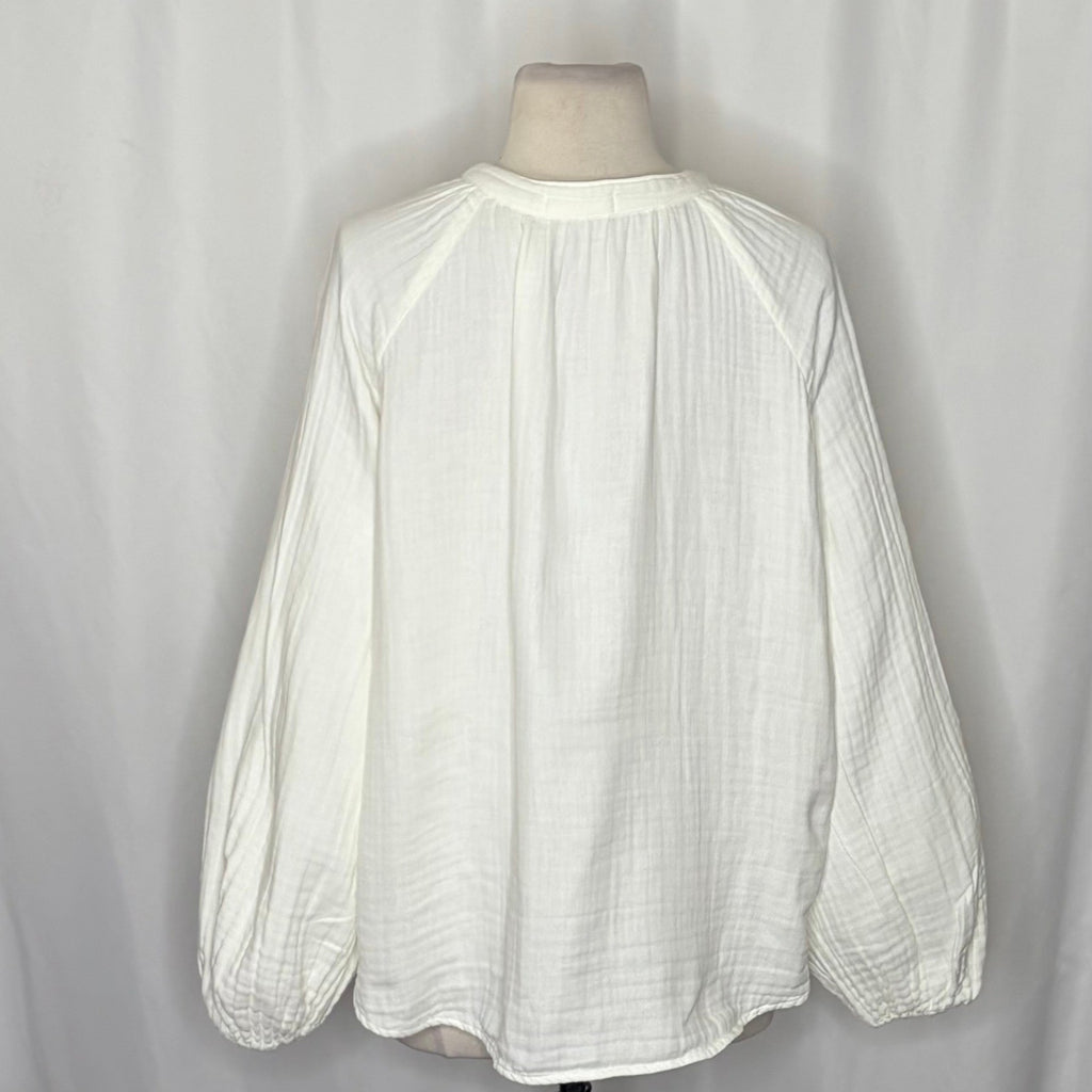 CP SHADES Swingy Gauze Off White Top Blouse Coastal Raglan Gauzy Solid X-Small